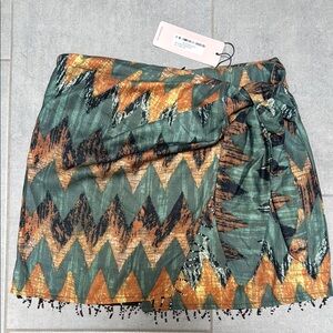 NWT Green and Orange Wrap Skirt
